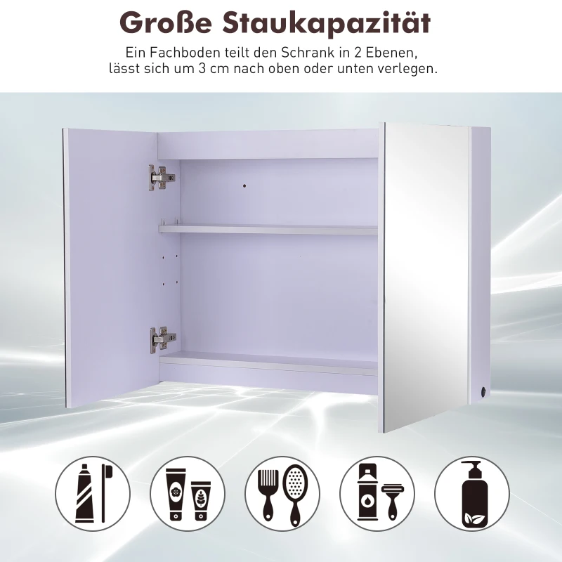 HOMCOM® Spiegelschrank mit LED Leuchtstreifen