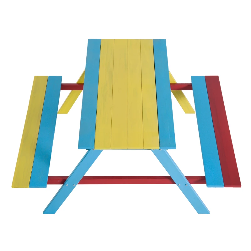 HOMCOM® Spieltisch Sandkasten Kinder mit Sitzbank Holz Bunt