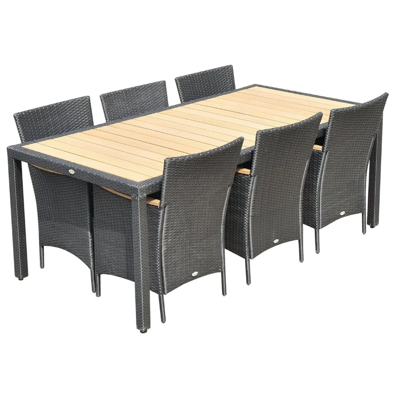 19-tlg. Alu Polyrattan-Set Gartenmöbel Rattan Sitzgruppe Esstischgruppe