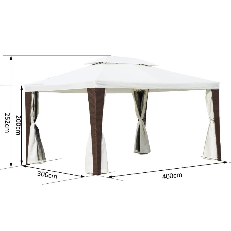 Outsunny® Polyrattan Gartenpavillon inkl. Seitenteile 3x4m