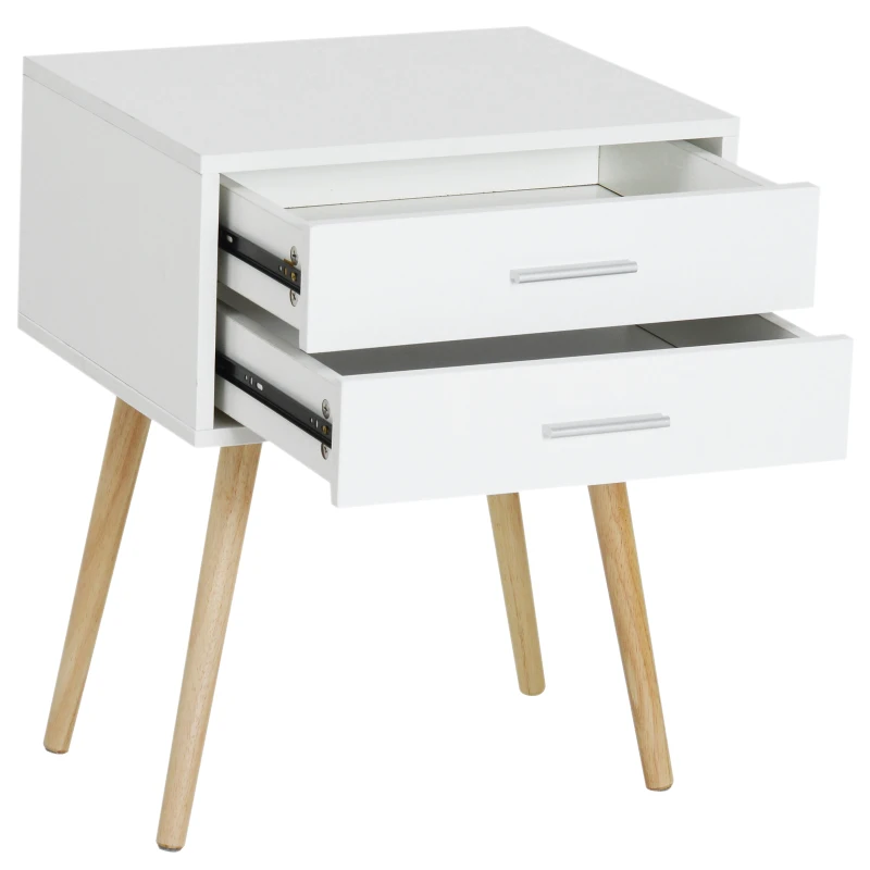 HOMCOM® Nachttisch Nachtschrank Nachtkommode Konsole Beistelltisch 2 x Schublade Holz 48 x 40 x 60 cm