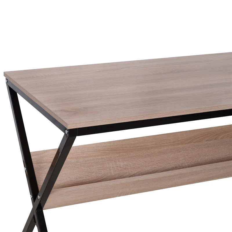HOMCOM® Schreibtisch Computertisch Laptop Tisch Bürotisch 1 x Ablage Holz + Metall Natur + Schwarz 120 x 60 x 76 cm
