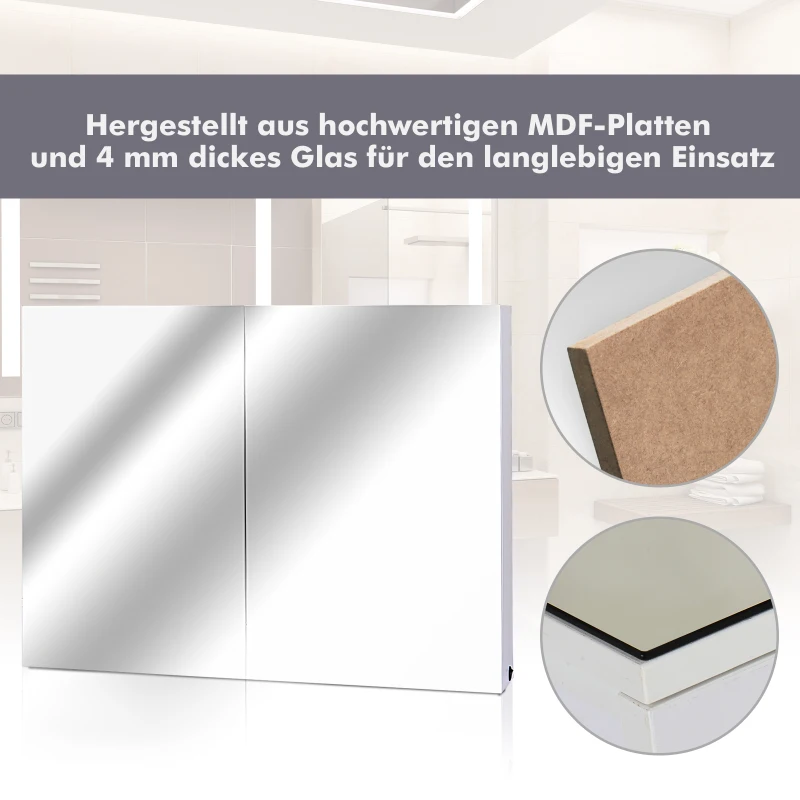 HOMCOM® Spiegelschrank mit LED Leuchtstreifen