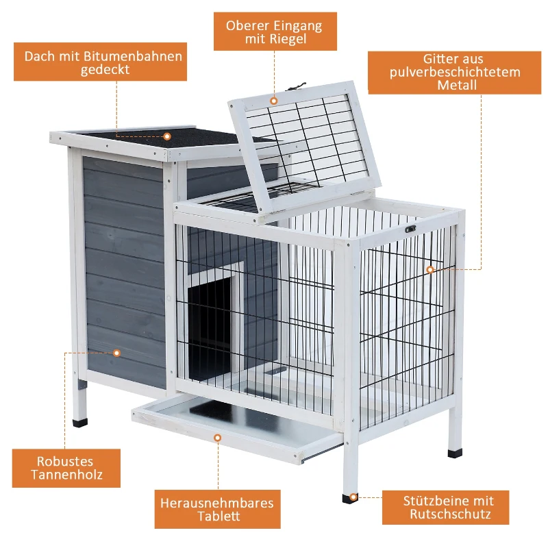 PawHut® Hasenstall mit Freilaufgehege Tannenholz