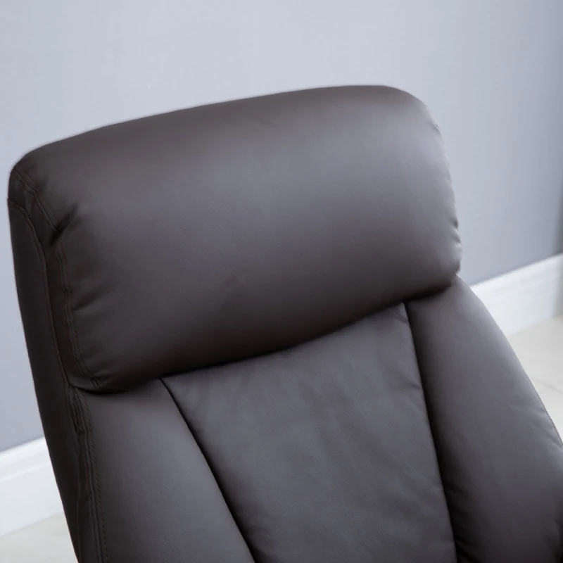 HOMCOM® Relaxsessel mit Beinablage | Fernsehsessel | Stahl, PU, PVC, Holz, Schaumstoff | Braun | 78 x 76 x 106 cm / 78 x 108 x 94 cm