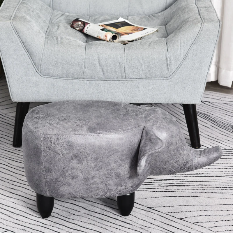 HOMCOM® Hocker für Kinder Kinderhocker Sitzhocker im Tier-Design Elefant Grau