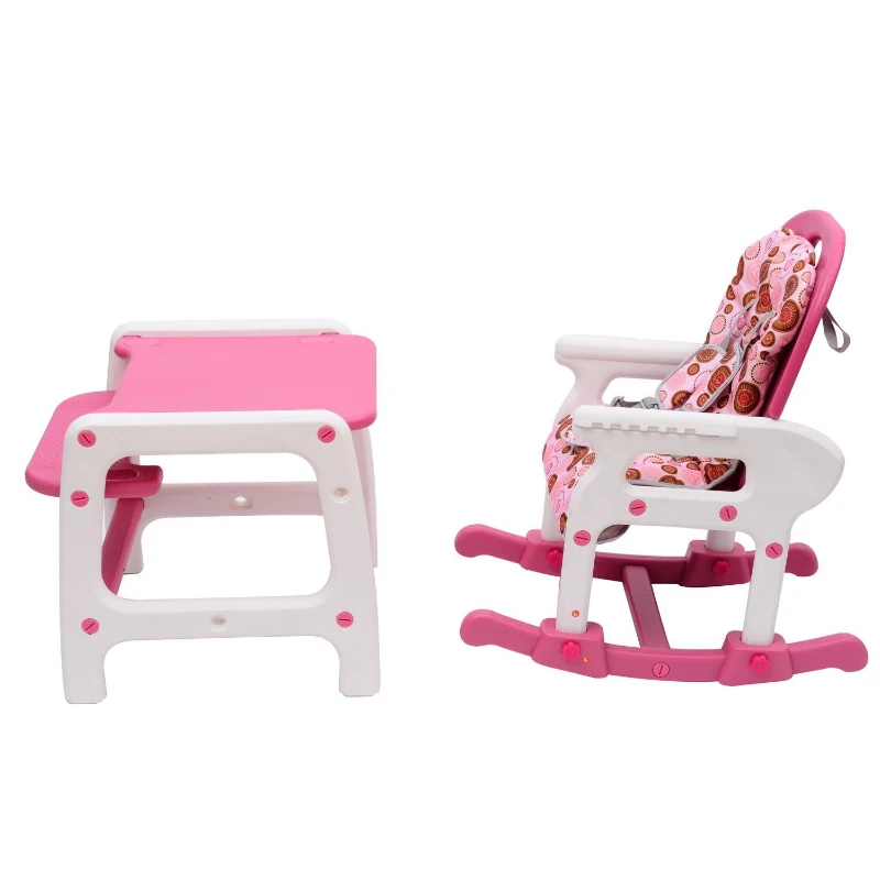 Kinderhochstuhl Kombihochstuhl Multifunktion Babyhochstuhl mit Schaukelfunktion rosa