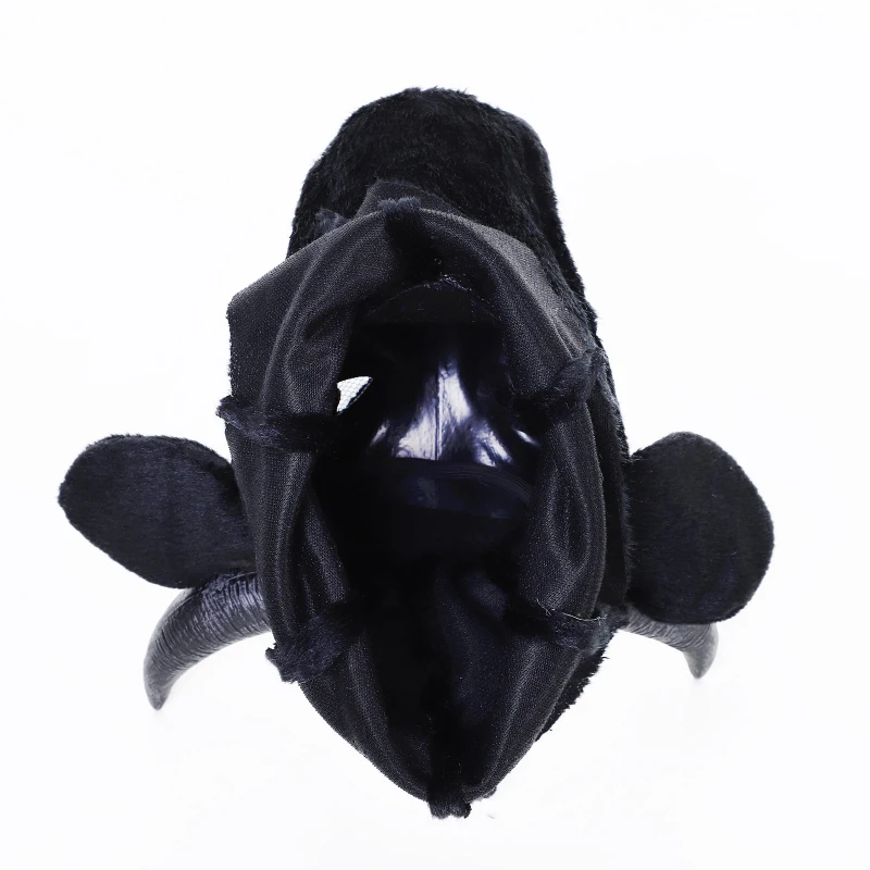 HOMCOM® Tierkopfmaske Bullenkopf Beweglicher Mund Kostüm Polyester Schwarz 59 x 48 x 28 cm