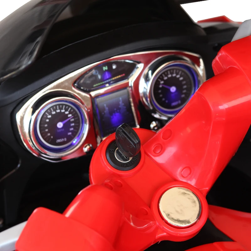 HOMCOM® Kinder-Motorrad Elektrofahrzeuge Motorrad für 3-8-jährige Kinder MP3 3-7 Km/h PP Rot 120×60×65 cm