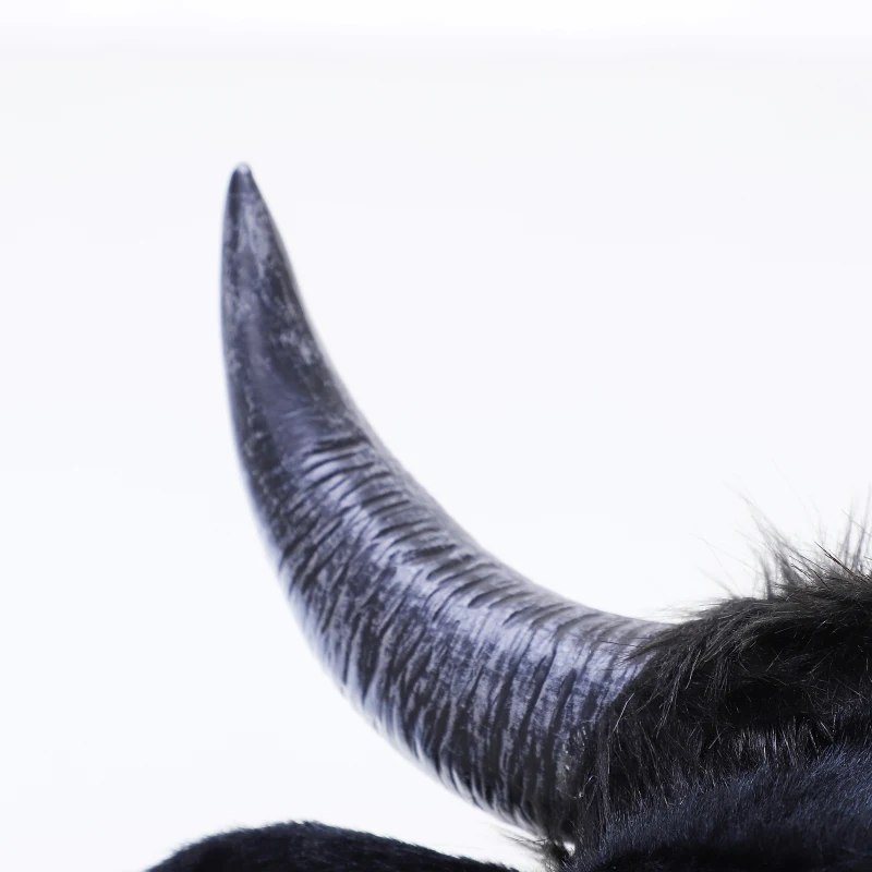 HOMCOM® Tierkopfmaske Bullenkopf Beweglicher Mund Kostüm Polyester Schwarz 59 x 48 x 28 cm