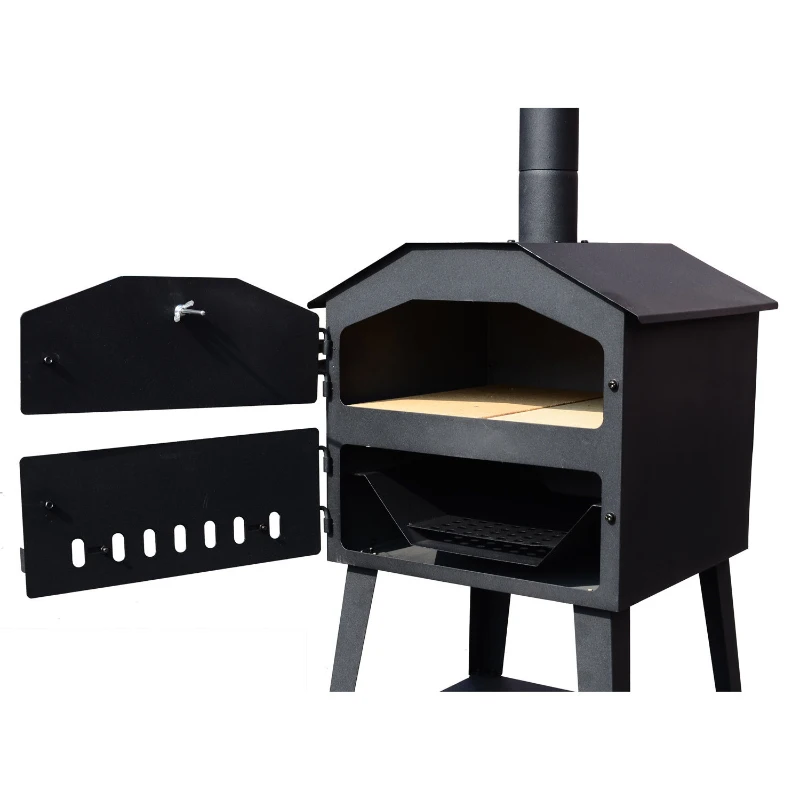 Outsunny® Grill mit Pizzaofen - Pizzagrill mit Thermometer