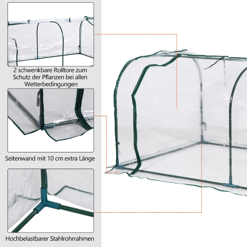 Outsunny® Gewächshaus 2x1x0,8m Frühbeet Pflanzenhaus PVC