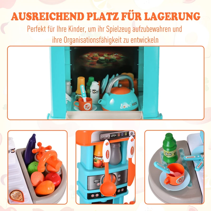HOMCOM® 34-teilige Kinder-Spielküche Licht- und Soundeffekte Lernspielzeug Kunststoff