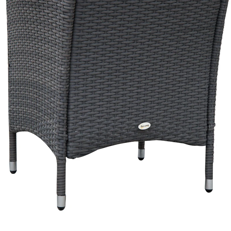 Outsunny® Gartensitzgruppe 3-tlg. Polyrattan Gartenset Rattanmöbel Grau mit Sitzkissen