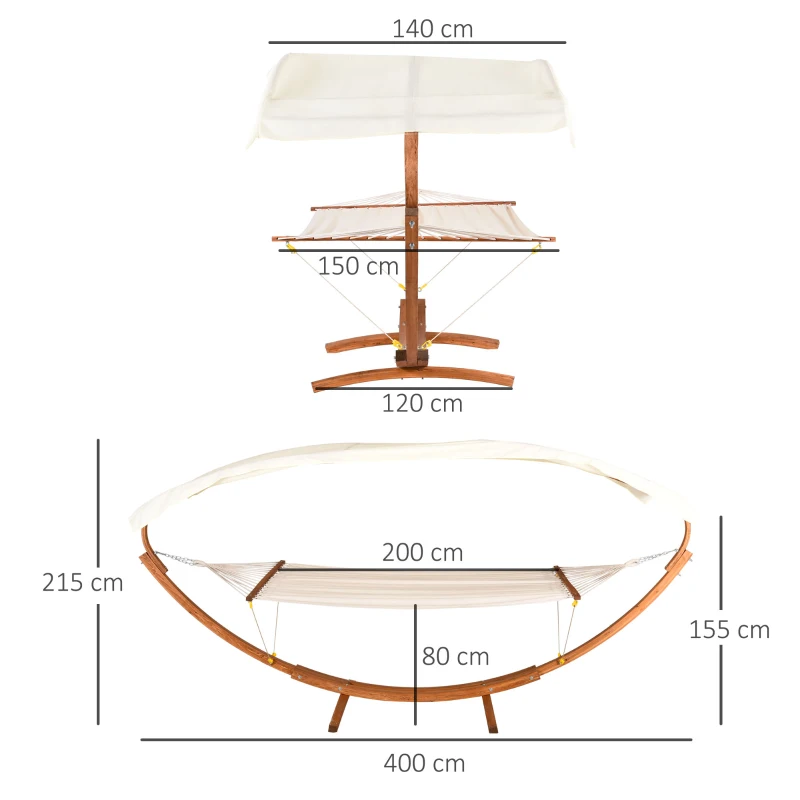 Outsunny® hängemattengestell holz Hängematte mit Gestell Sonnenliege Gartenliege Sonnendach Lärche 180kg