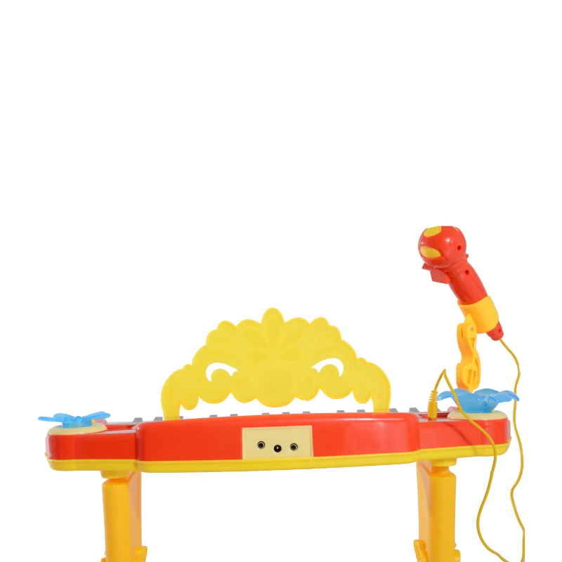 HOMCOM Kinder Mini-Klavier MP3 inkl. Hocker 32 Tasten gelb