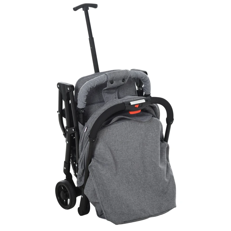 HOMCOM® Kinderwagen Faltbarer Buggy Babyschale Babywanne 0-36 Monate Grau