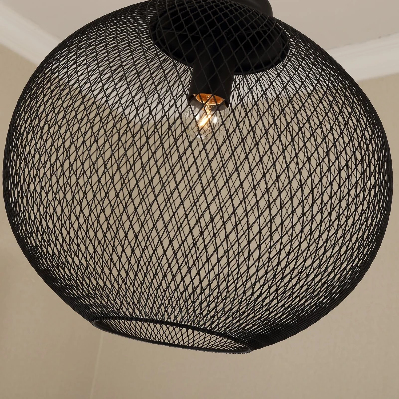 HOMCOM® Pendelleuchte Kugel Käfig Ф35cm für E27 Schwarz Metall