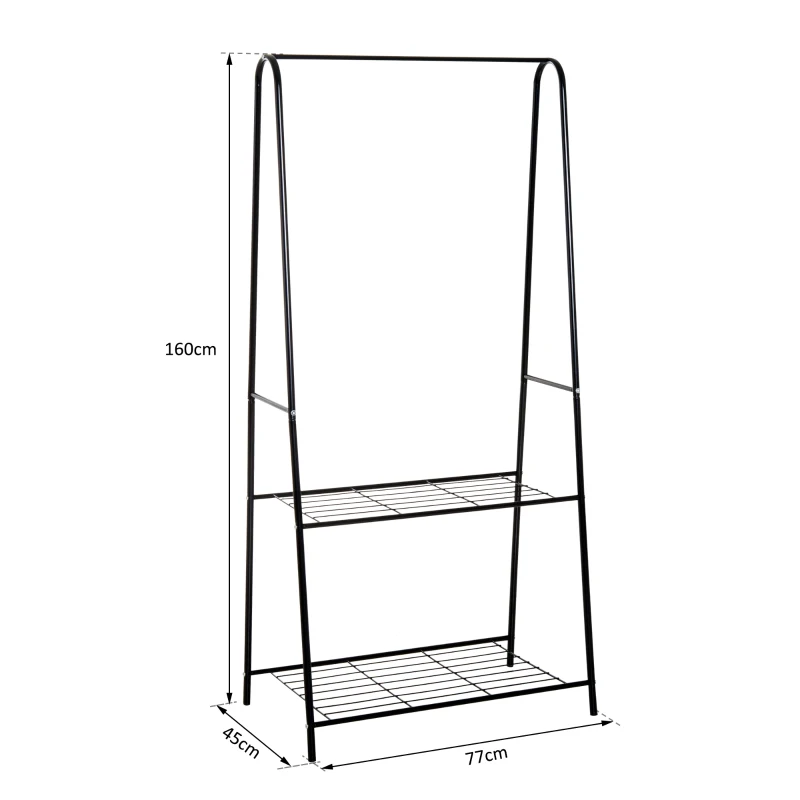 HOMCOM® Kleiderständer Garderobenständer Wäscheständer Garderobe Stahl Schwarz