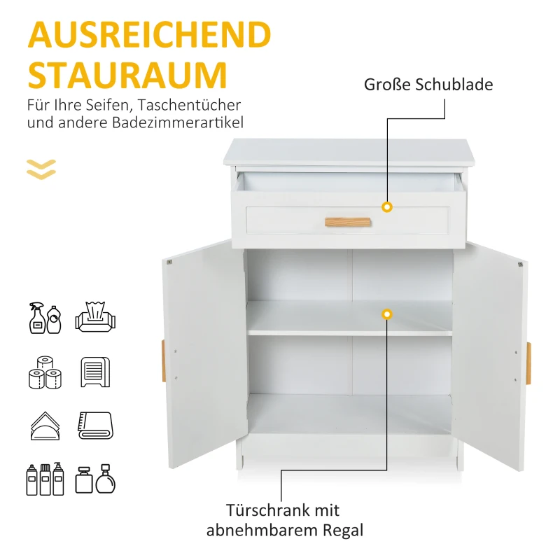 kleankin® Badezimmerschrank Multifunktionsschrank mit 1 Schublade 1 Türschrank Weiß