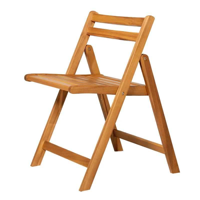 Outsunny® 5 tlg. Sitzgarnitur Gartensitzgruppe Esstischgruppe Gartenmöbel klappbar 1 Tisch + 4 Stühle Akazienholz Teak 100,5 x 82 x 75 cm