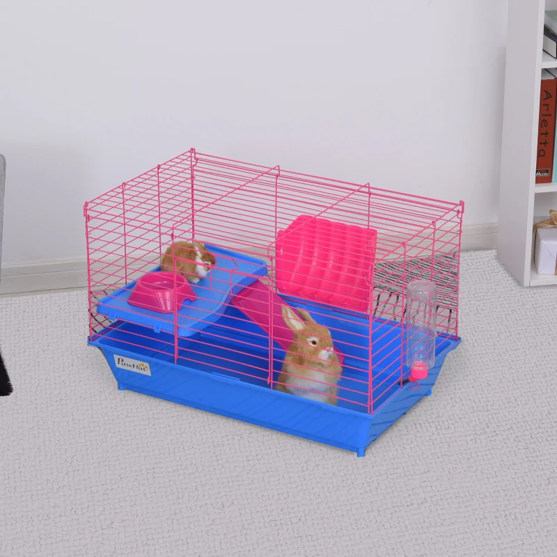 PawHut® Kleintierkäfig Tierkäfig Nagerkäfig Starter-Set mit allem Zubehör Stahl+PP Blau