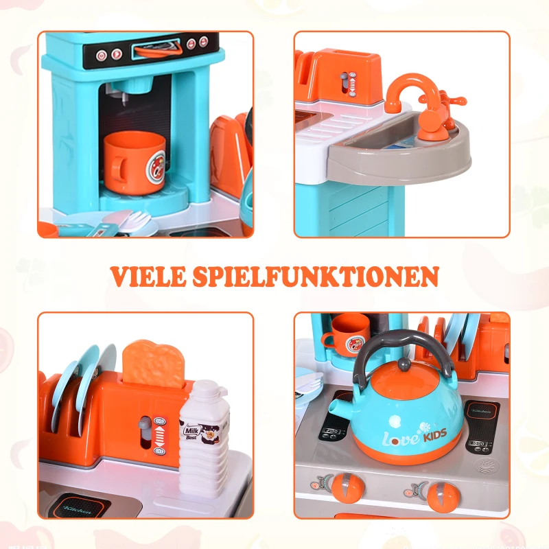 HOMCOM® 34-teilige Kinder-Spielküche Licht- und Soundeffekte Lernspielzeug Kunststoff