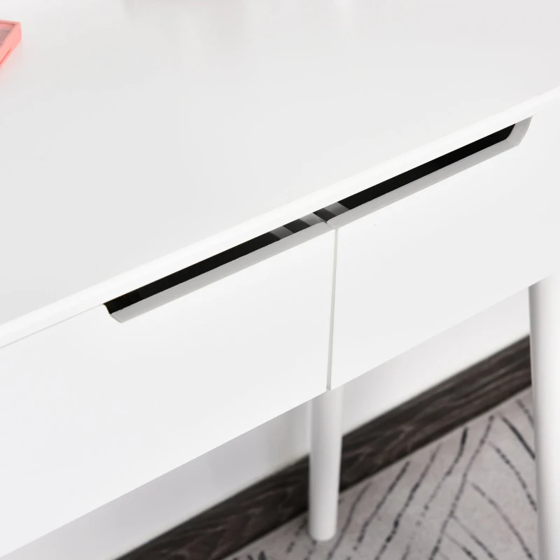 HOMCOM Schminktisch mit Hocker Kosmetiktisch mit LED Spiegel und 2 Schubladen Weiß, 80 x 40 x 125,5 cm