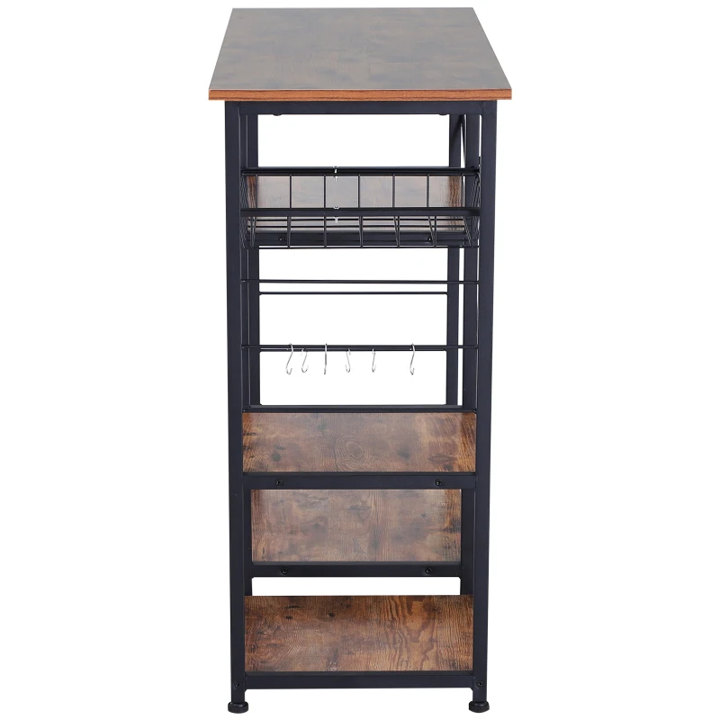 HOMCOM® Küchenregal Standregal Metallregal Multifunktion Drahtkorb Metall MDF Natur 90 x 38 x 87,5 cm