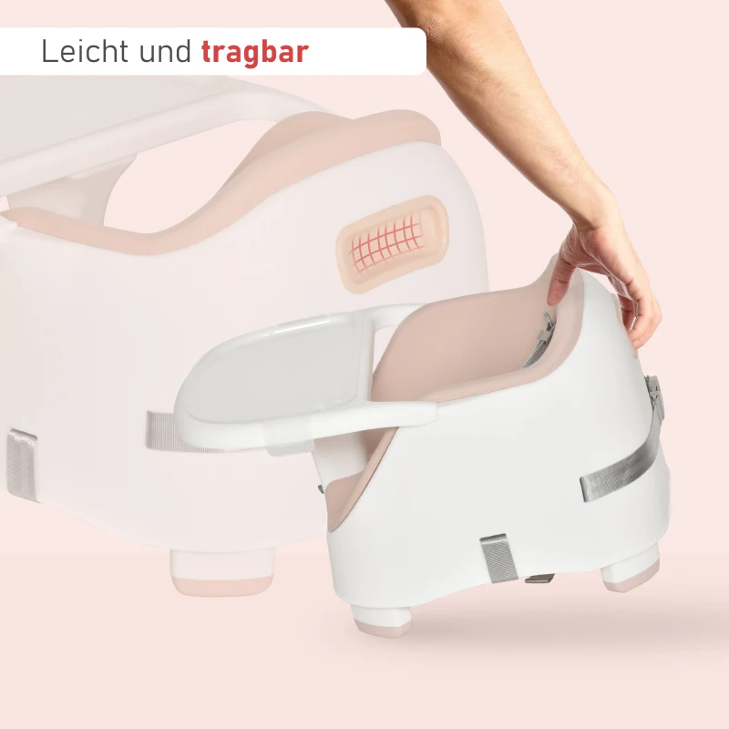 HOMCOM® Kinder Boostersitz Sitzerhöhung Babysitz zum Füttern höhenverstellbar PP PU Rosa
