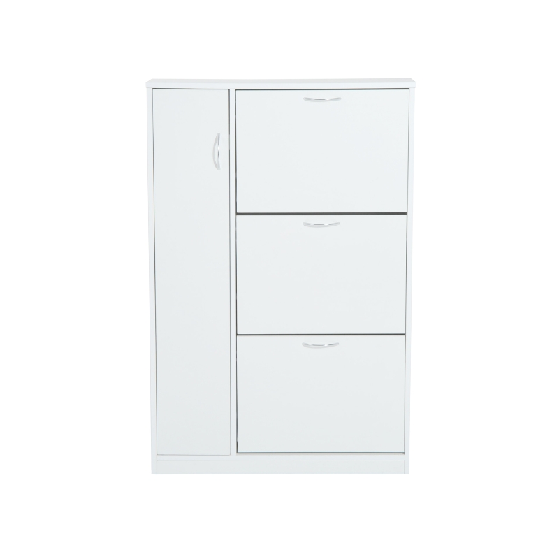 HOMCOM Schuhschrank Schuhkipper Schuhregal 3 Klappen Weiß