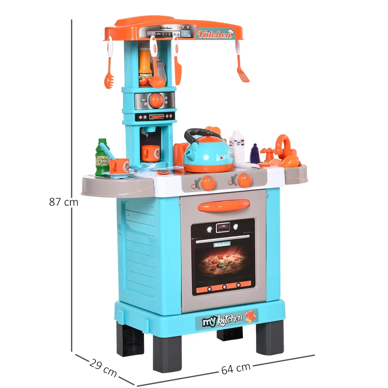 HOMCOM® 34-teilige Kinder-Spielküche Licht- und Soundeffekte Lernspielzeug Kunststoff