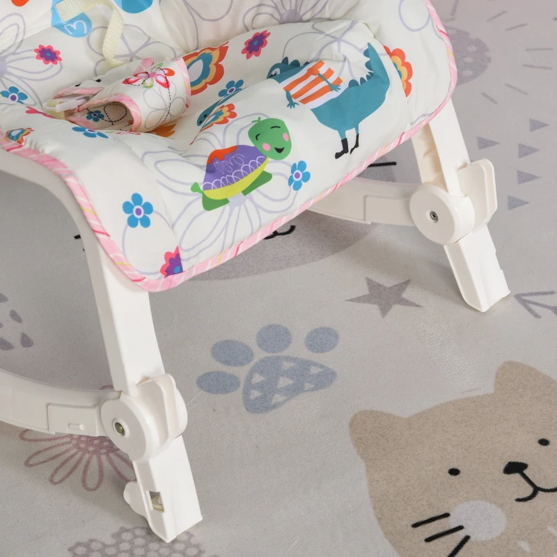 HOMCOM® Baby Schaukelsitz Schaukelstuhl vibrierende Babywippe mit Musik Tiermuster