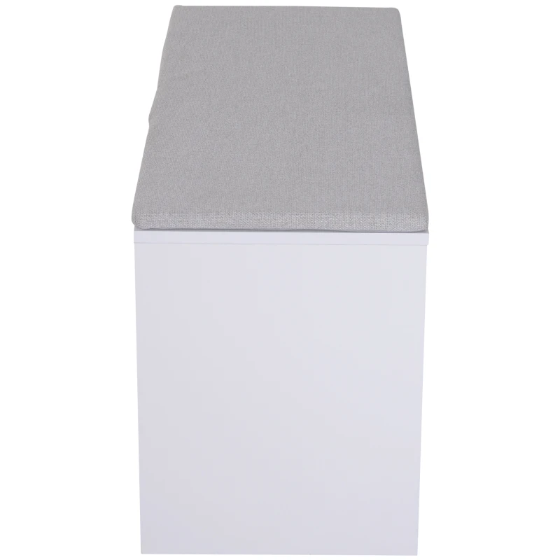 HOMCOM® Schuhbank mit Sitzkissen Schuhschrank Schuhregal Lowboard Garderobe Flur Diele Holz Weiß 89,6 x 35,6 x 47 cm