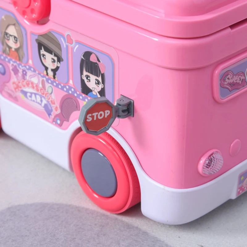 HOMCOM® Kinder Kosmetikkoffer Rollenspiel Schminkset R/C Bus Musik&Licht für 3-9 Jahre