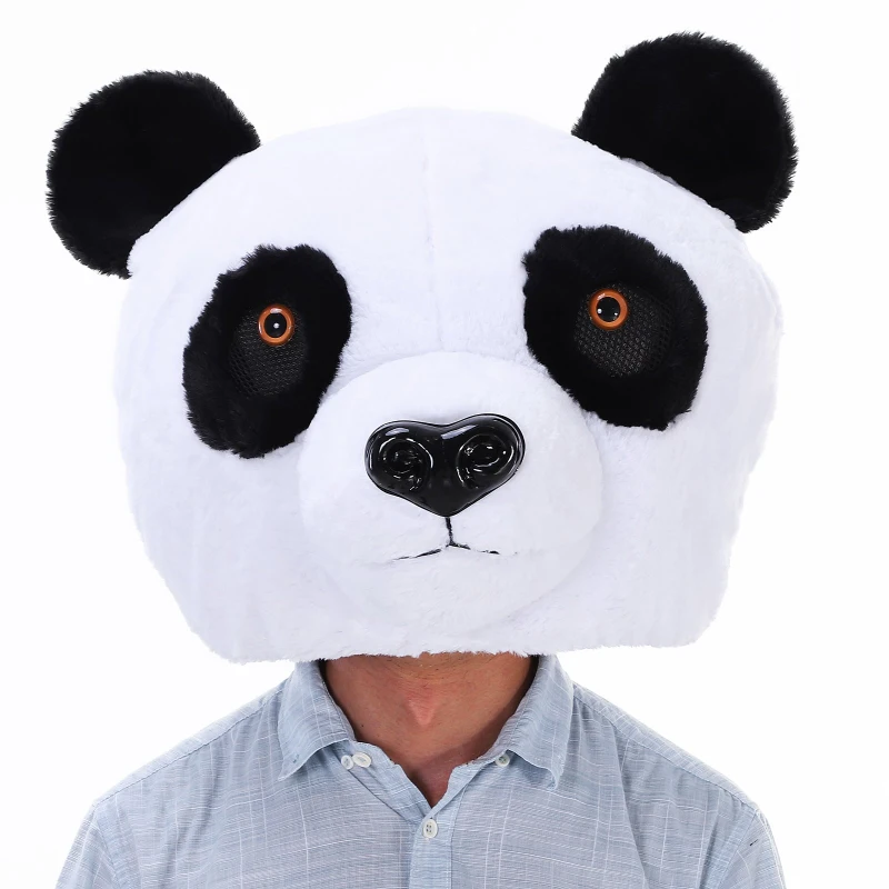 HOMCOM® Panda Tierkopfmaske | Einheitsgröße | Kostüm | Polyester | 44 x 40 x 36 cm | Weiß, Schwarz