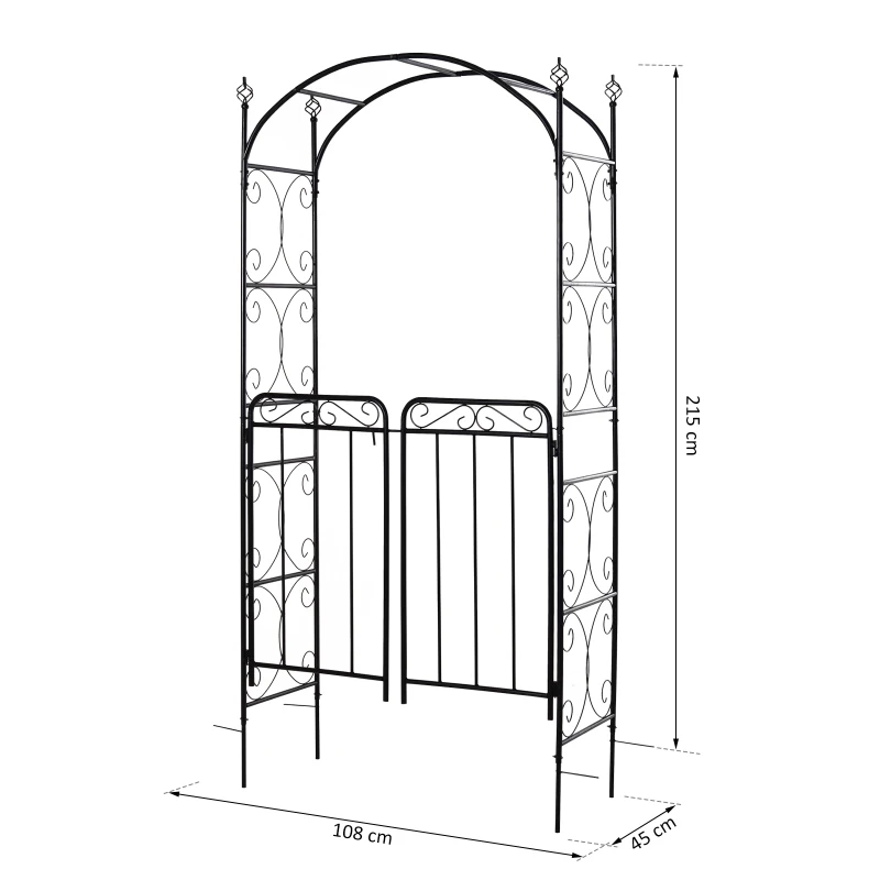 Outsunny® Pflanzbogen Torbogen Rankgitter Rosenbogen Garten Wetterfest H215 cm Metall