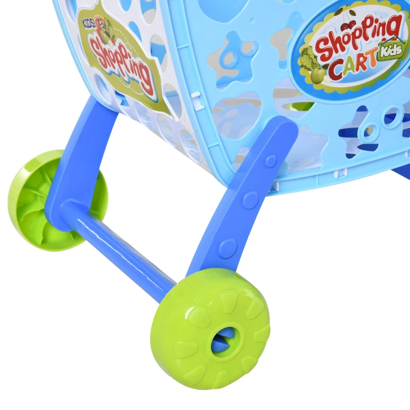 HOMCOM® Einkaufswagen für Kinder Kinderspielzeug Kaufladen Spielzeug Kunststoff Blau
