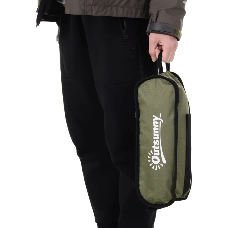 Outsunny® Campingstuhl mit Telefontasche Faltstuhl Angelstuhl Höhenverstellbar Alu Grün