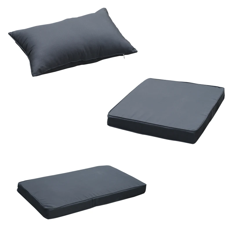 Outsunny® 4-tlg. Gartengarnitur Gartensofaset Sitzgruppe Gartenmöbel Schwarz 2 x Doppelsofa 1 x Ecksofa 1 x Beistelltisch Kissen für 5–7 Personen