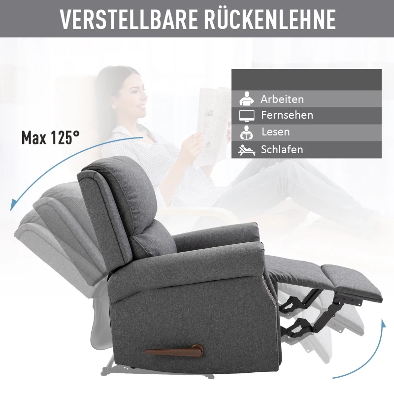 Fotel HOMCOM fotel rozkładany odchylany do 125° zdejmowane oparcie tkanina 89 x 83,5 x 101 cm