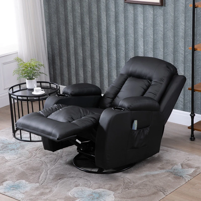 HOMCOM® Massagesessel | Veganleder, Metall, Kunststoff | 94 x 95 x 103cm | Schwarz