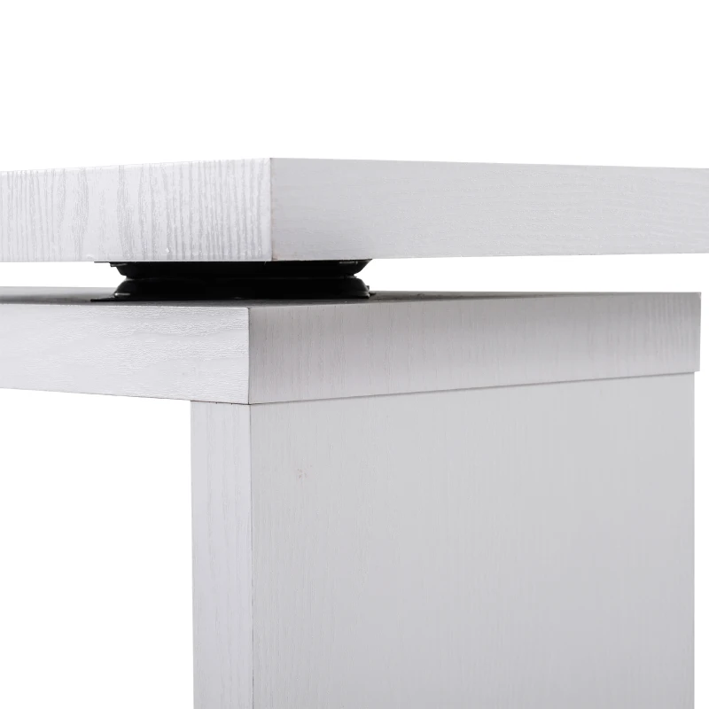 HOMCOM Eckschreibtisch Stahl, MDF 187,5 x 50 x 76,1 cm Weiß