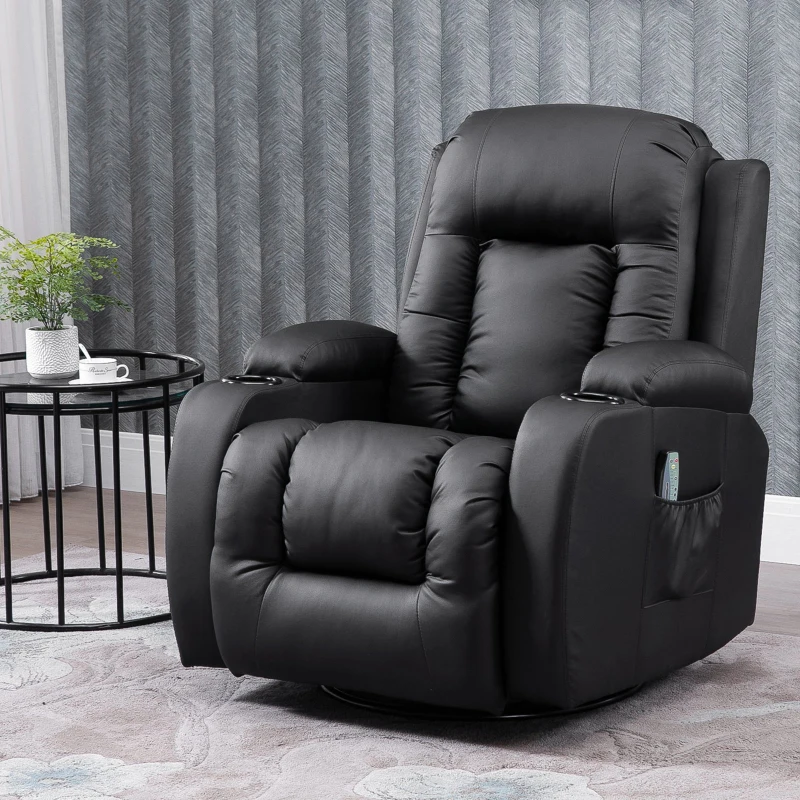 HOMCOM® Massagesessel mit Wärmefunktion | Metall, Kunststoff | 90 x 93 x 103 cm | Schwarz