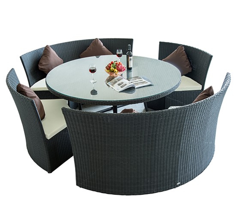 Outsunny 15-tlg. Alu Polyrattan Gartenmöbelset Esstischgruppe rund Neu