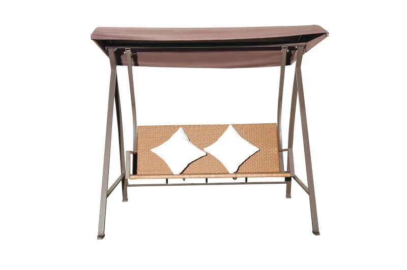 Outsunny Rattan Hollywoodschaukel - Metallgestell mit Kissen, braun, belastbar bis 360kg