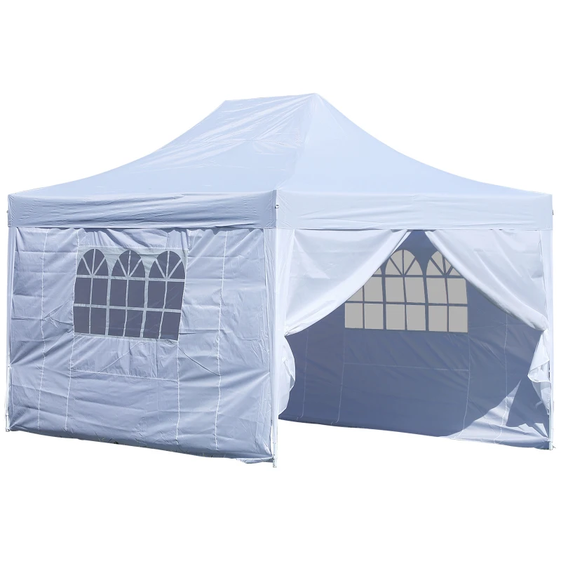 Outsunny® Faltpavillon inkl. 4 Seitenteilen weiß 3x4,5m Faltzelt Partyzelt