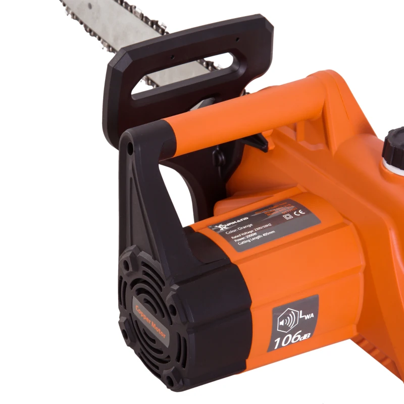 DURHAND® Elektro Kettensäge | Motorsäge | Doppelbremsen | 84 x 27 x 20cm | Orange