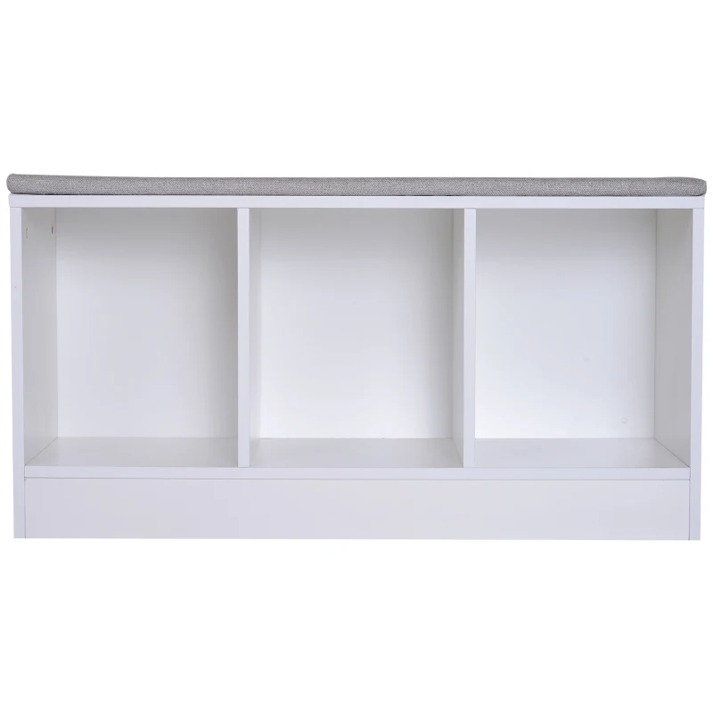 HOMCOM® Schuhbank mit Sitzkissen Schuhschrank Schuhregal Lowboard Garderobe Flur Diele Holz Weiß 89,6 x 35,6 x 47 cm