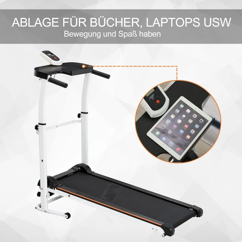 HOMCOM® Laufband LCD-Display mechanische Laufmaschine Klappbar 3 Neigungswinkel Stahl